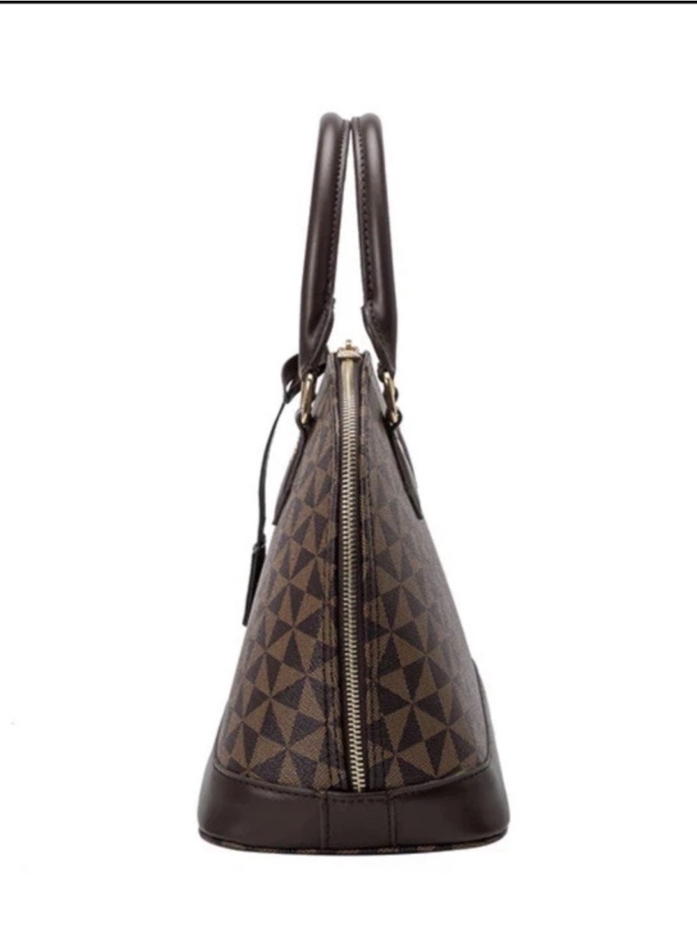 Geometric Pattern Brown Handbag - Picture 5 of 7